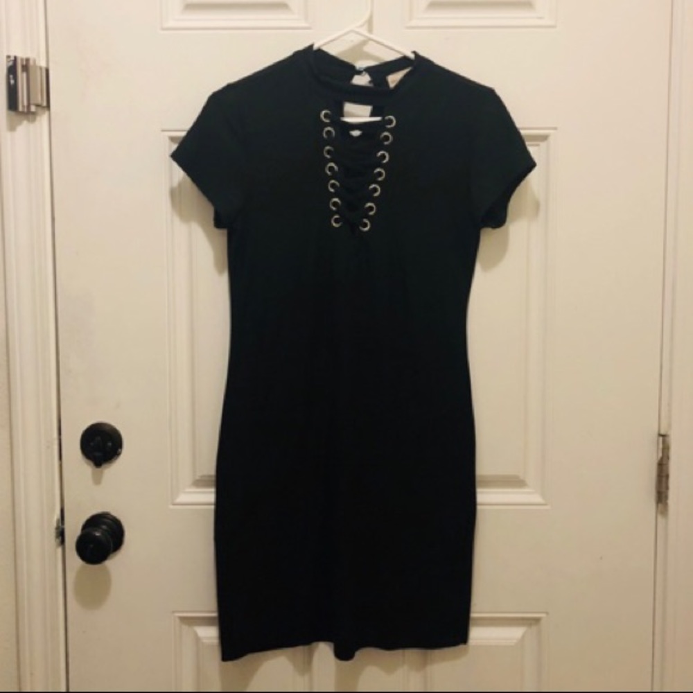 Black lace front dress